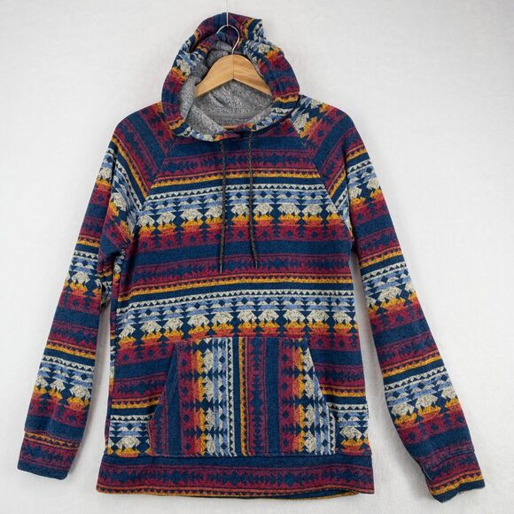 Brooklyn Cloth Mfg Co Adult Medium Aztec Print Pullover Hoodie Bright & Colorful - Picture 1 of 14